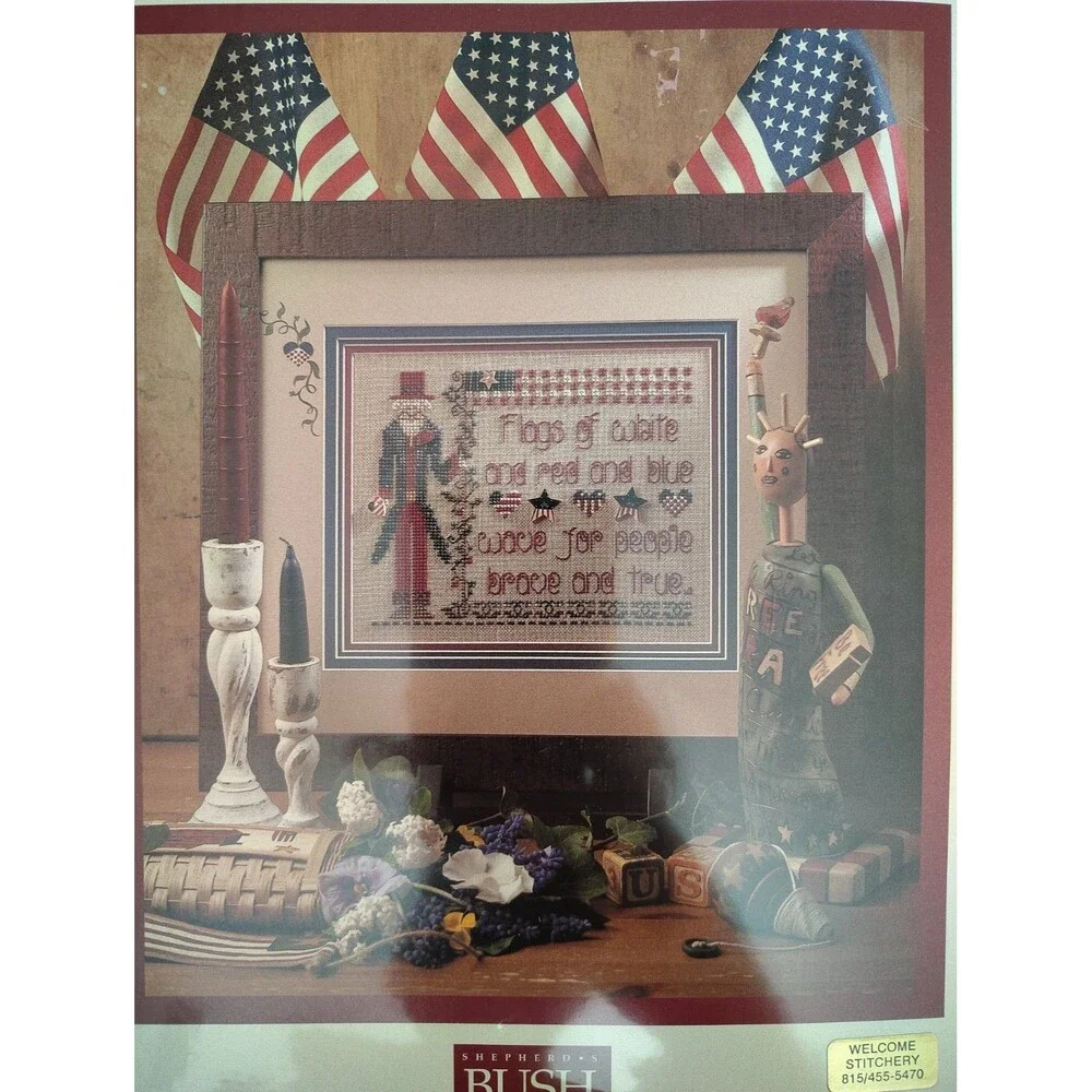 Shepherds Bush BRAVE FLAGS Counted Cross Stitch Pattern Chart Primitive...